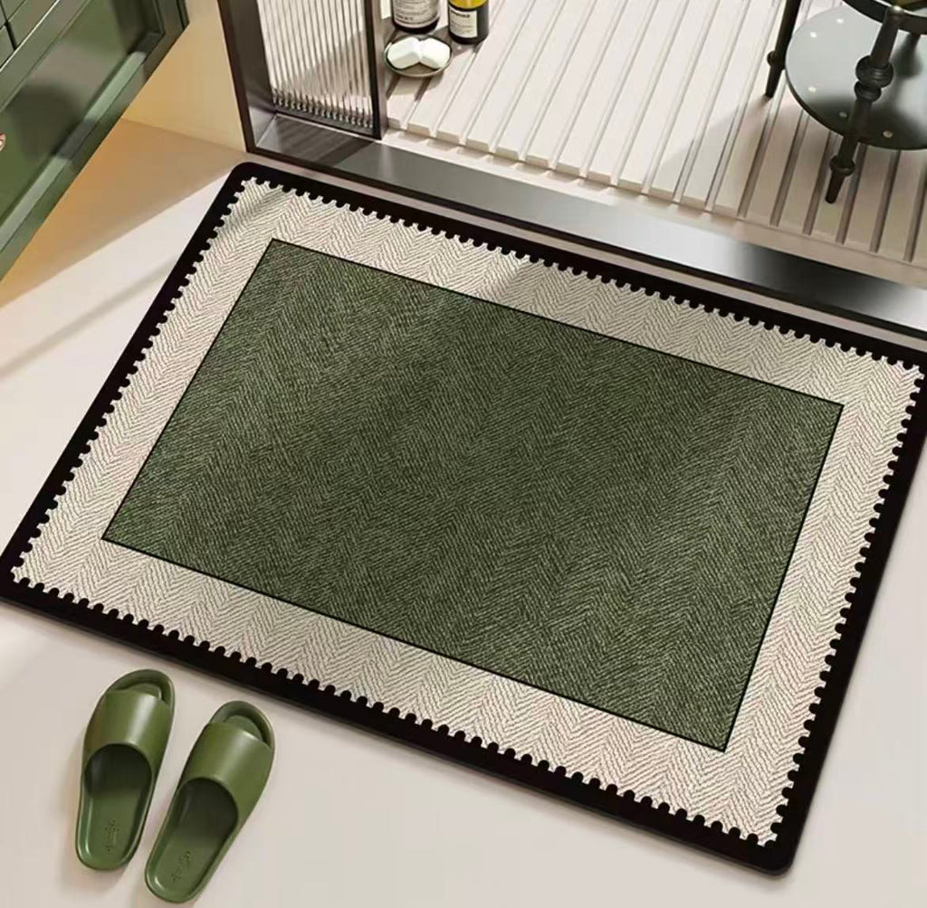 Wavy Edge Green Bath Mat – Modern Bathroom Rug
